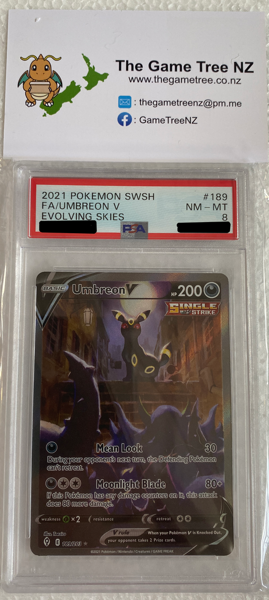 PSA 8 NM-MT Umbreon V - Evolving Skies Alternate Art 189/203