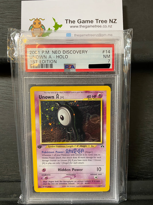PSA 7 NM Unown A *1ST EDITION* - Neo Discovery Holo 14/75